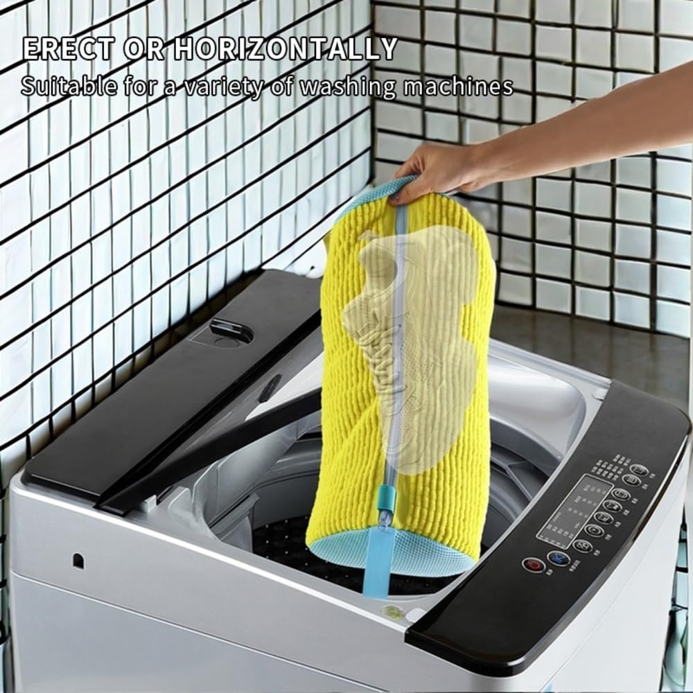 Compact travel-friendly shoe washing bag for sneakers and heels