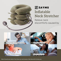 Lightweight inflatable neck support used at home, office, or travel