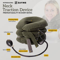 Man wearing ZAYMS inflatable neck brace for neck pain and posture support