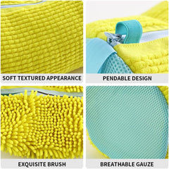 Two-pack shoe washing bags with reinforced stitching and zipper closure